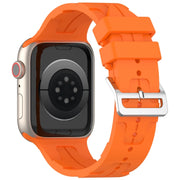 For Apple Watch Ultra 49mm H Texture Silicone Ladder Buckle Watch Band(Orange)
