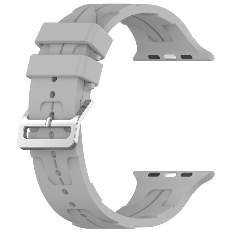 For Apple Watch Series 8 45mm H Texture Silicone Ladder Buckle Watch Band(Grey)