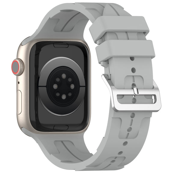 For Apple Watch Series 6 40mm H Texture Silicone Ladder Buckle Watch Band(Grey)