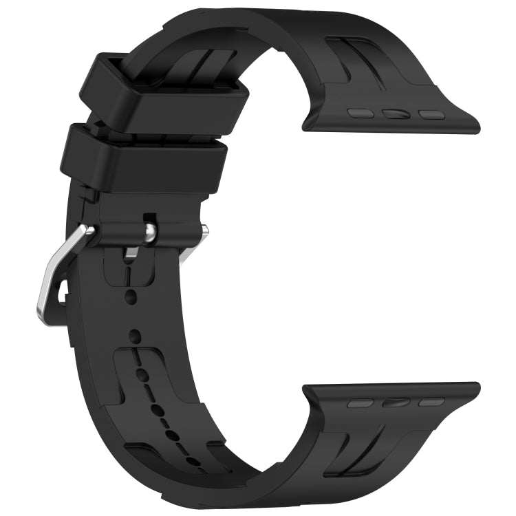 For Apple Watch Series 5 44mm H Texture Silicone Ladder Buckle Watch Band(Black)
