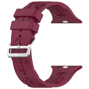 For Apple Watch Series 4 40mm H Texture Silicone Ladder Buckle Watch Band(Wine Red)