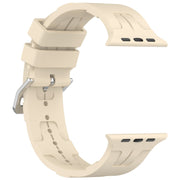 For Apple Watch Series 2 38mm H Texture Silicone Ladder Buckle Watch Band(Khaki)