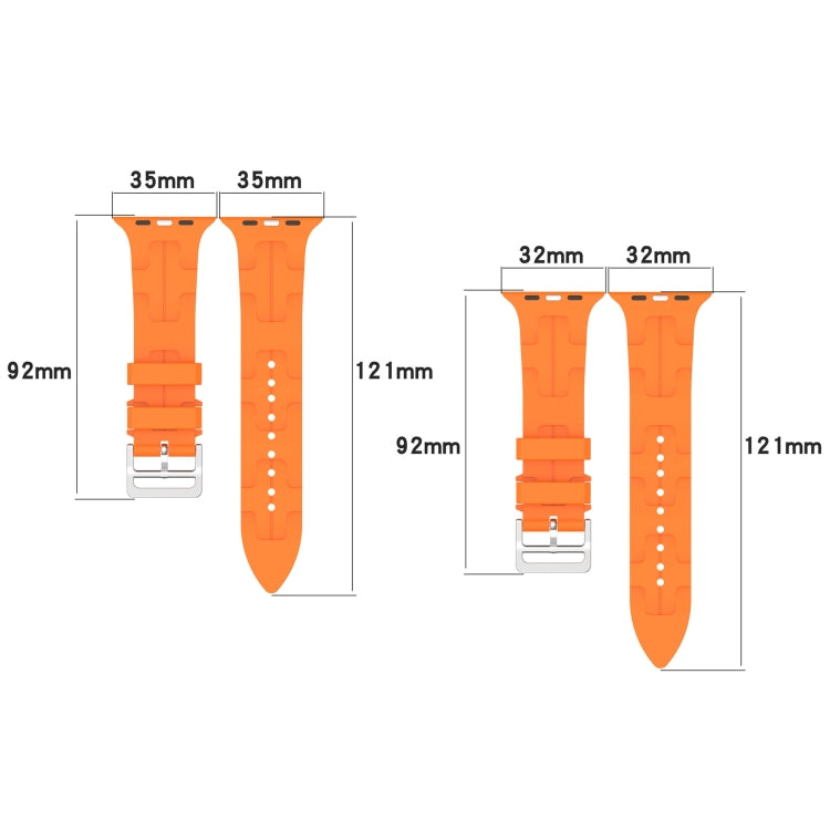 For Apple Watch Series 9 41mm H Texture Silicone Ladder Buckle Watch Band(Khaki)