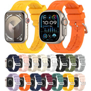 For Apple Watch Series 6 40mm H Texture Silicone Ladder Buckle Watch Band(Grey)