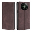 For Realme 12 5G Skin Feel Magnetic Leather Phone Case(Dark Brown) - Realme Cases by PMC TechLife | Online Shopping South Africa | PMC TechLife | Buy Now Pay Later Mobicred