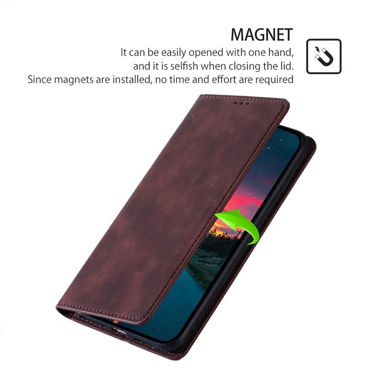 For Realme 12 5G Skin Feel Magnetic Leather Phone Case(Dark Brown)