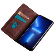 For Realme 12 5G Skin Feel Magnetic Leather Phone Case(Dark Brown)