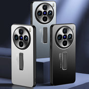 For vivo X100 Frosted Metal Hybrid TPU Holder Phone Case(Silver)