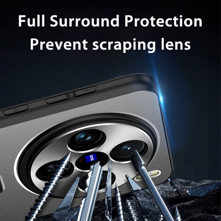 For vivo X100 Pro Frosted Metal Hybrid TPU Holder Phone Case(Blue)