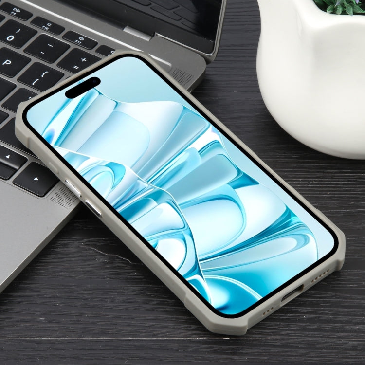 For iPhone 16 Plus Colorful Two-Color Lens Film MagSafe Magnetic Horn Acrylic+TPU Case(Grey)