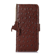 For Honor X5 Plus Ostrich Pattern Genuine Leather RFID Phone Case(Coffee)