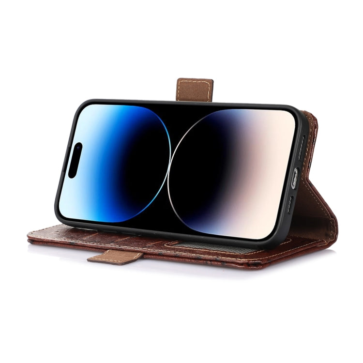 For Honor X5 Plus Ostrich Pattern Genuine Leather RFID Phone Case(Coffee)