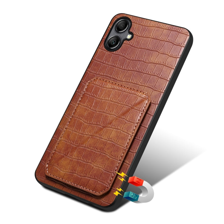 For Samsung Galaxy S24+ 5G Denior Imitation Crocodile Leather Back Phone Case with Holder(Brown)