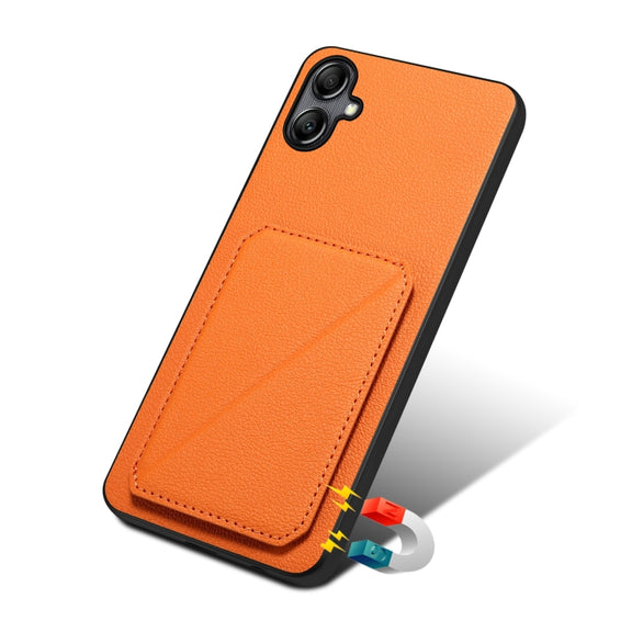 For Samsung Galaxy S24 Ultra 5G Denior Imitation Calf Leather Back Phone Case with Holder(Orange)
