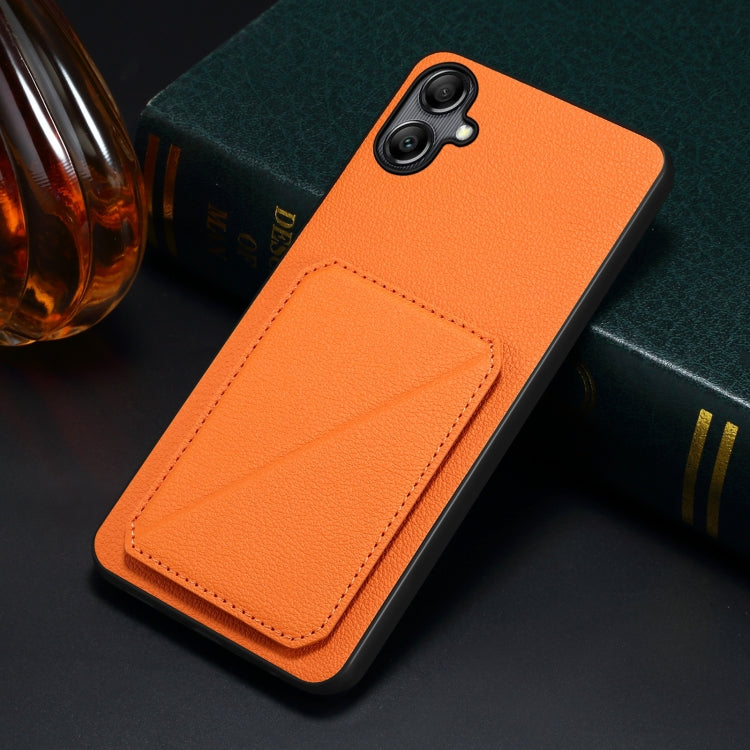 For Samsung Galaxy S24 Ultra 5G Denior Imitation Calf Leather Back Phone Case with Holder(Orange)