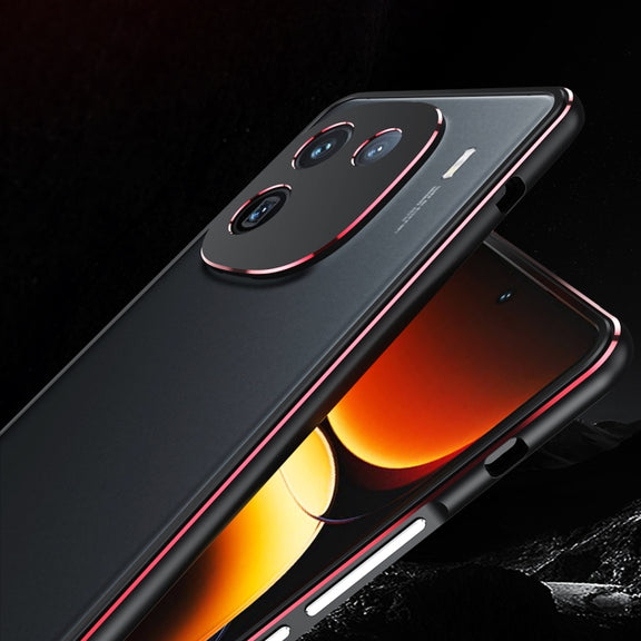 For vivo iQOO 12 Aurora Series Lens Protector + Metal Frame Phone Case(Silver)