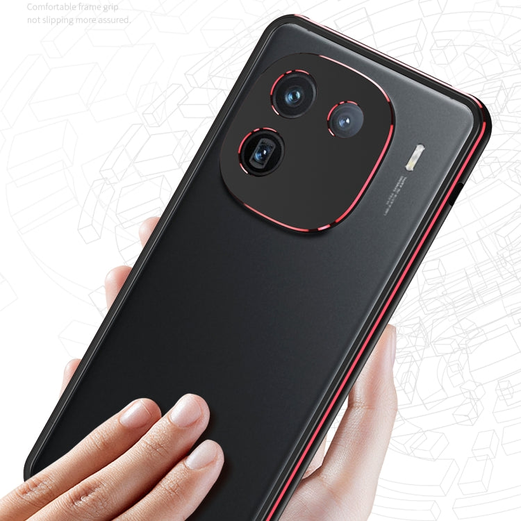 For vivo iQOO 12 Aurora Series Lens Protector + Metal Frame Phone Case(Silver)