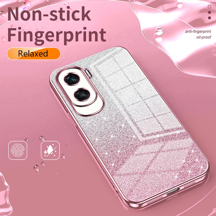 For Honor Magic6 Pro Gradient Glitter Powder Electroplated Phone Case(Green)