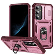 For Samsung Galaxy S24+ 5G Sliding Camshield TPU + PC Phone Case with Holder(Pink+Rose Red) - Galaxy S24+ 5G Cases by PMC TechLife | Online Shopping South Africa | PMC TechLife