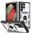 For Samsung Galaxy S24 Ultra 5G Sliding Camshield TPU + PC Phone Case with Holder(White+Black) - Galaxy S24 Ultra 5G Cases by PMC TechLife | Online Shopping South Africa | PMC TechLife