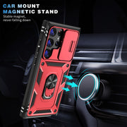 For Samsung Galaxy S24 Ultra 5G Sliding Camshield TPU + PC Phone Case with Holder(Red+Black)