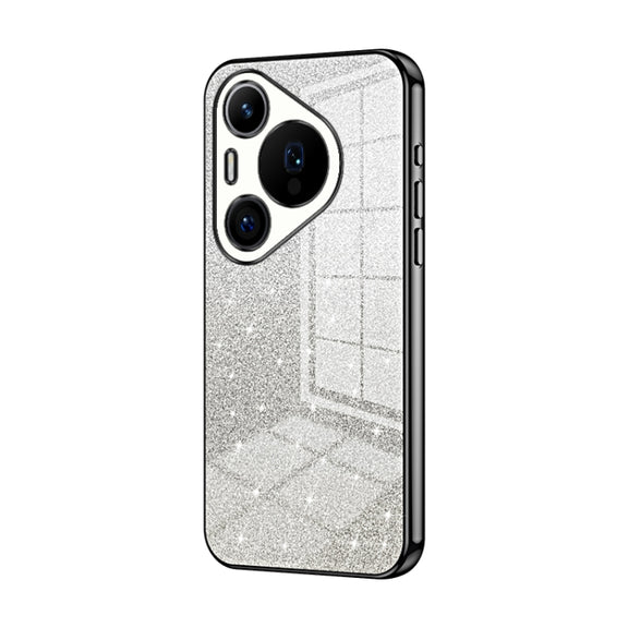 For Huawei Pura 70 Pro Gradient Glitter Powder Electroplated Phone Case(Black)