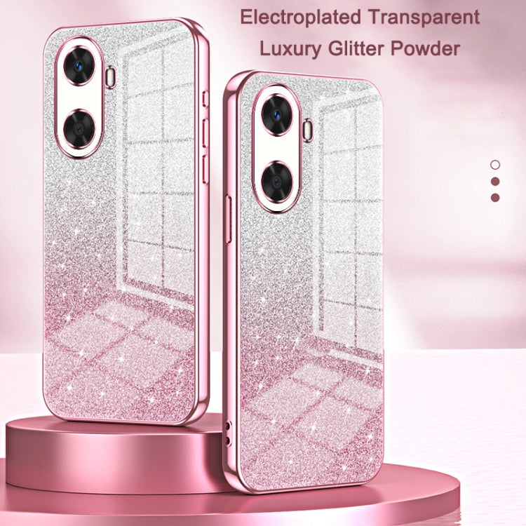 For Huawei Pura 70 Ultra Gradient Glitter Powder Electroplated Phone Case(Transparent)
