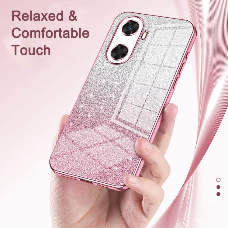 For Huawei Pura 70 Gradient Glitter Powder Electroplated Phone Case(Silver)