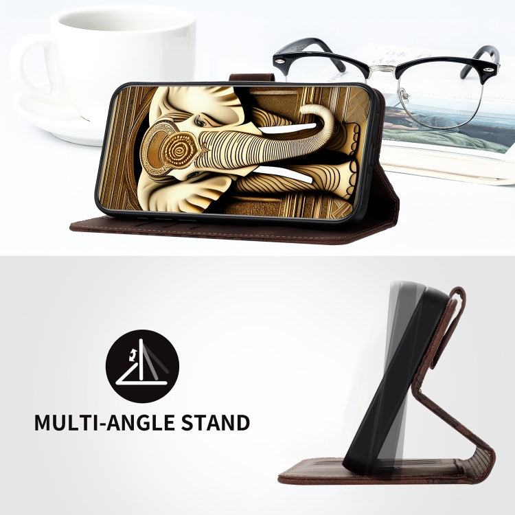 For Huawei Y9 2019 YX0060 Elephant Head Embossed Phone Leather Case with Lanyard(Coffee)