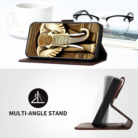 For Huawei Y9 2019 YX0060 Elephant Head Embossed Phone Leather Case with Lanyard(Coffee)