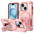 For iPhone 15 Plus MagSafe Holder Armor PC Hybrid TPU Phone Case(Pink) - iPhone 15 Plus Cases by PMC TechLife | Online Shopping South Africa | PMC TechLife