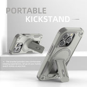 For iPhone 12 Pro Max MagSafe Holder Armor PC Hybrid TPU Phone Case(Grey)