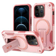 For iPhone 12 Pro Max Armor Magsafe Holder PC Hybrid TPU Phone Case(Pink) - iPhone 12 Pro Max Cases by PMC TechLife | Online Shopping South Africa | PMC TechLife | Buy Now Pay Later Mobicred