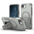 For iPhone 16e Armor Magsafe Holder PC Hybrid TPU Phone Case(Grey) - iPhone 16e Cases by PMC TechLife | Online Shopping South Africa | PMC TechLife | Buy Now Pay Later Mobicred