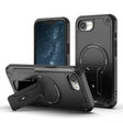 For iPhone 16e Armor Magsafe Holder PC Hybrid TPU Phone Case(Black) - iPhone 16e Cases by PMC TechLife | Online Shopping South Africa | PMC TechLife | Buy Now Pay Later Mobicred