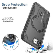 For iPhone 16e Armor Magsafe Holder PC Hybrid TPU Phone Case(Black)