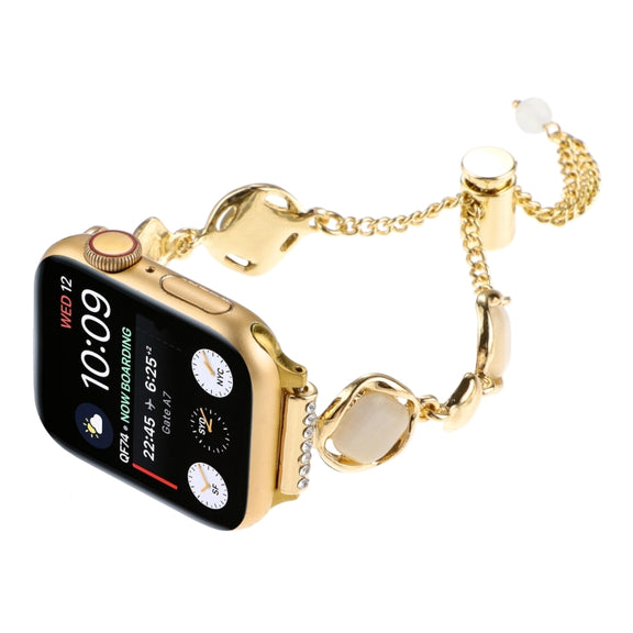 For Apple Watch Series 9 41mm Shell Metal Chain Bracelet Watch Band(Gold)