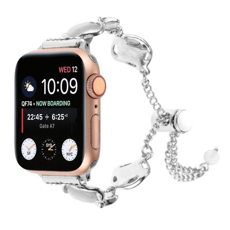 For Apple Watch SE 44mm Shell Metal Chain Bracelet Watch Band(Silver)