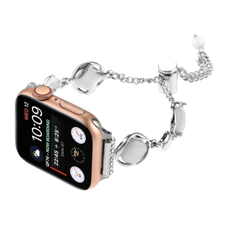 For Apple Watch SE 44mm Shell Metal Chain Bracelet Watch Band(Silver)