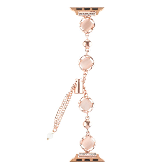 For Apple Watch Series 6 44mm Shell Metal Chain Bracelet Watch Band(Rose Gold)