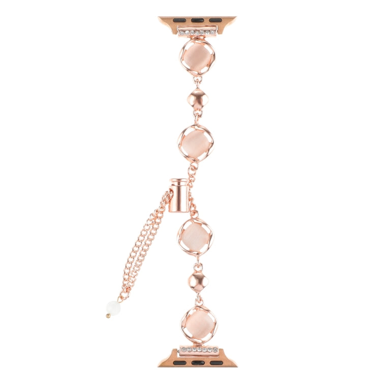 For Apple Watch Series 6 44mm Shell Metal Chain Bracelet Watch Band(Rose Gold)