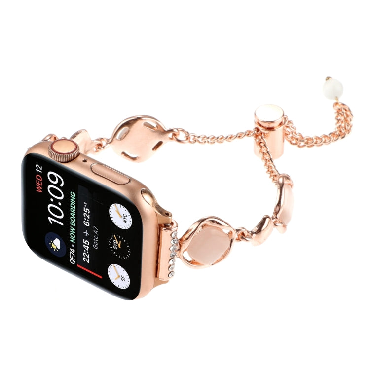 For Apple Watch Series 3 38mm Shell Metal Chain Bracelet Watch Band(Rose Gold)