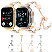 For Apple Watch Series 6 44mm Shell Metal Chain Bracelet Watch Band(Silver)