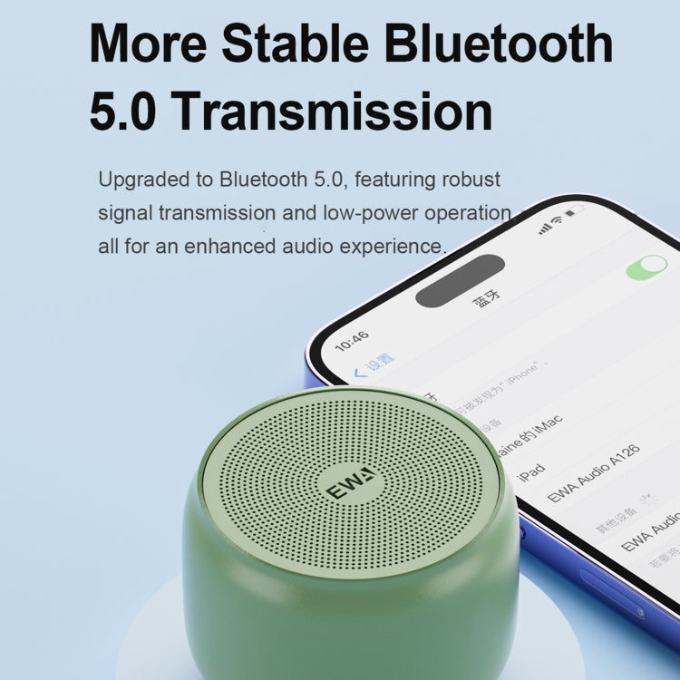 EWA A126 Mini Bluetooth 5.0 Bass Radiator Metal Speaker(Light blue)