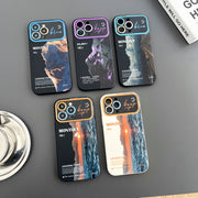 For iPhone 14 Pro Max Scenery Pattern Large Window TPU Phone Case(Black Sea Sunrise)
