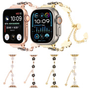 For Apple Watch 42mm Camellia Metal Chain Bracelet Watch Band(White Gold)