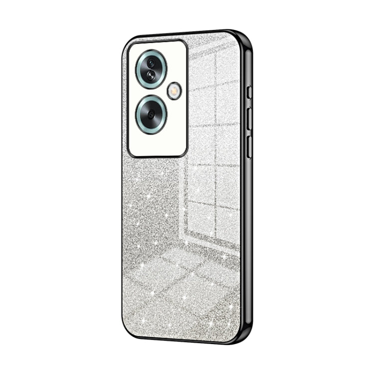 For OPPO A79 5G / A2 Gradient Glitter Powder Electroplated Phone Case(Black)
