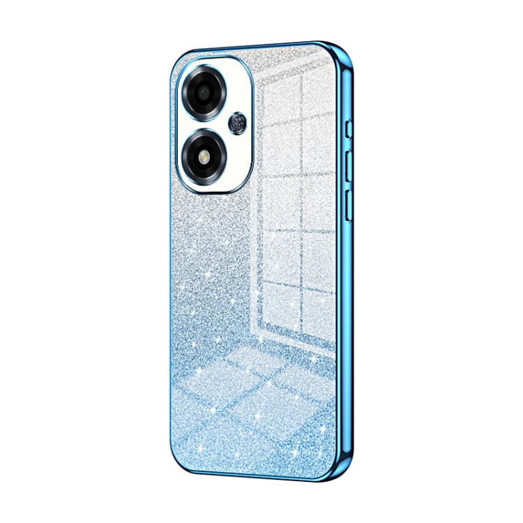 For OPPO A2m Gradient Glitter Powder Electroplated Phone Case(Blue)