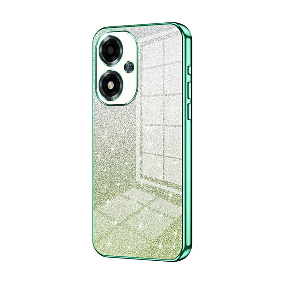 For OPPO A2m Gradient Glitter Powder Electroplated Phone Case(Green)