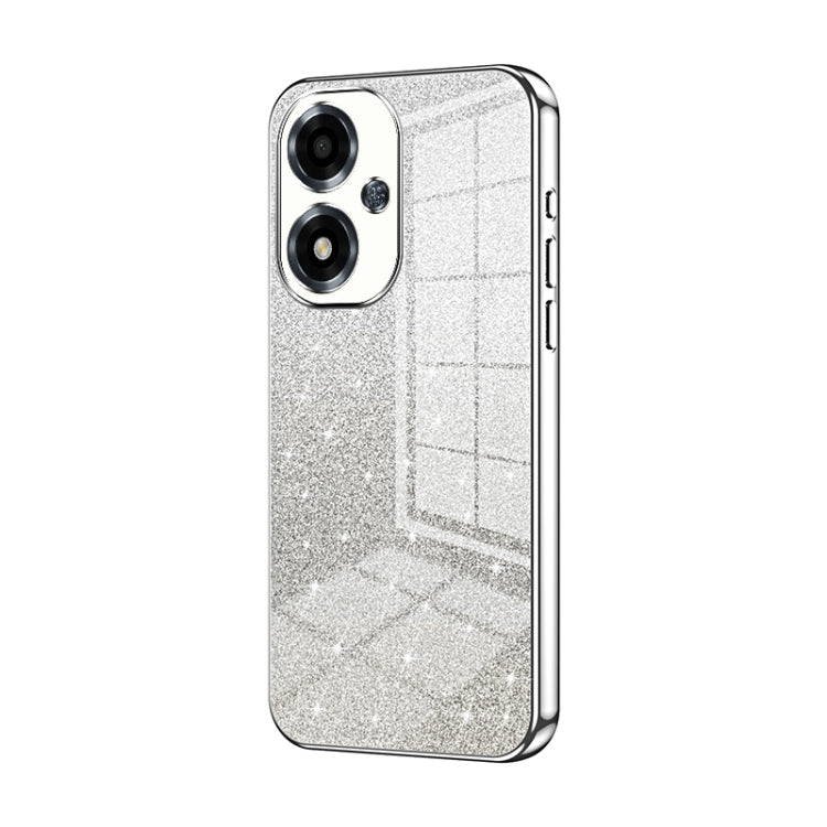 For OPPO A2m Gradient Glitter Powder Electroplated Phone Case(Silver)